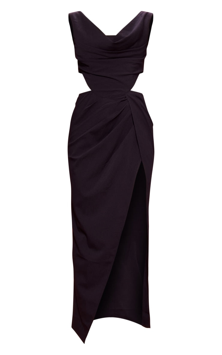 Cowl Corset Split Detail Women's Midaxi Dress