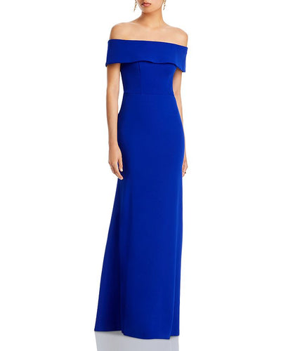 Off-the-Shoulder Scuba Crepe Gown - 100% Exclusive