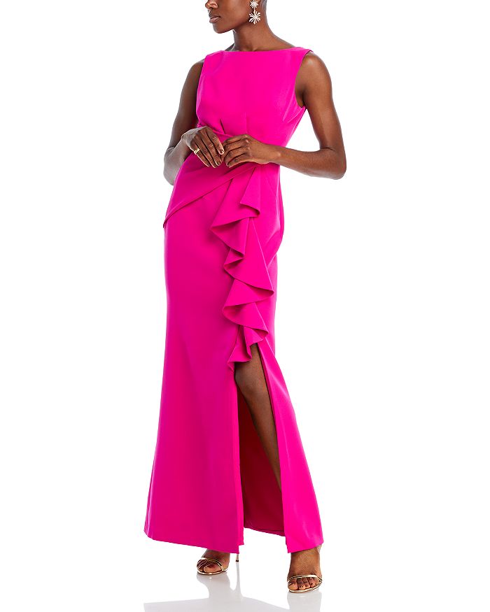 Sleeveless Cascading-Ruffle Gown for women