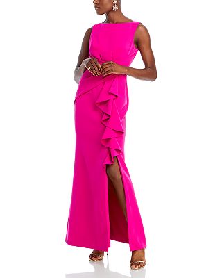 Sleeveless Cascading-Ruffle Gown for women