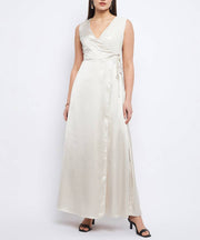 Every Occasian Surplice Neck Off-White Sequin Dress for women