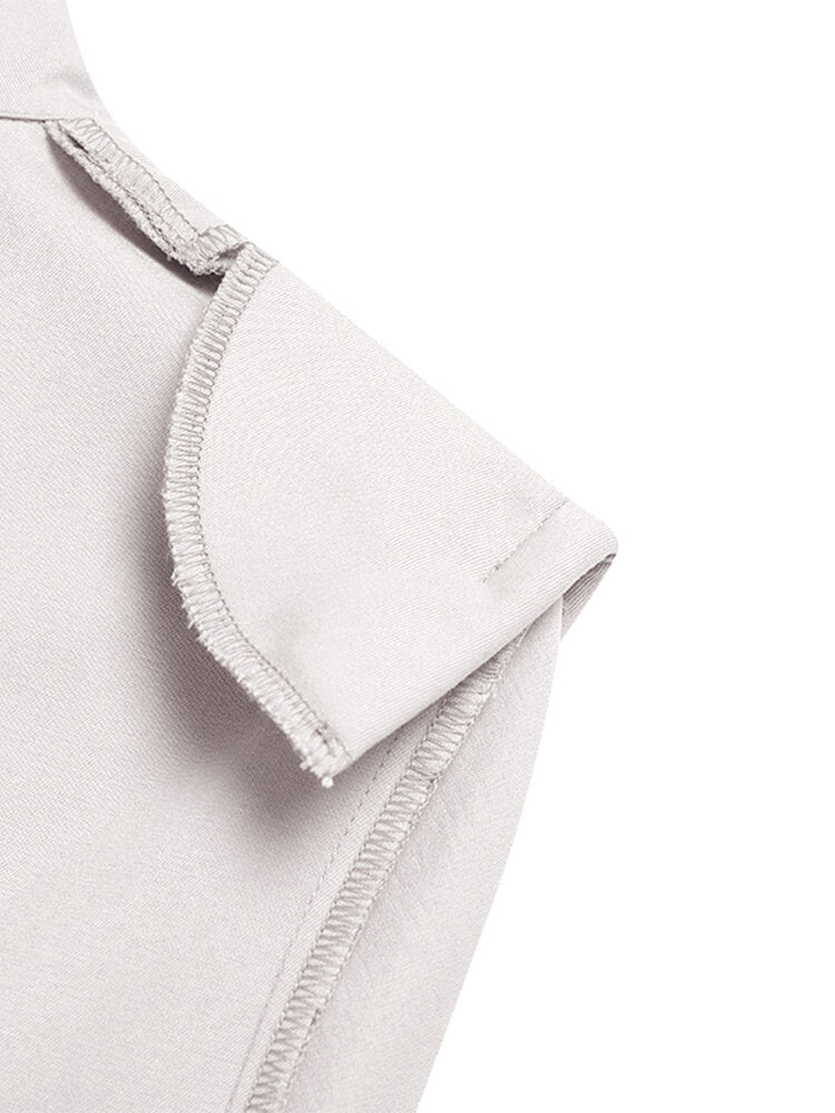 Tie Solid Color Side Pocket Half Sleeve Casual Blazer