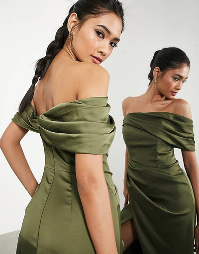Bridesmaid Satin Wrap Maxi Dress