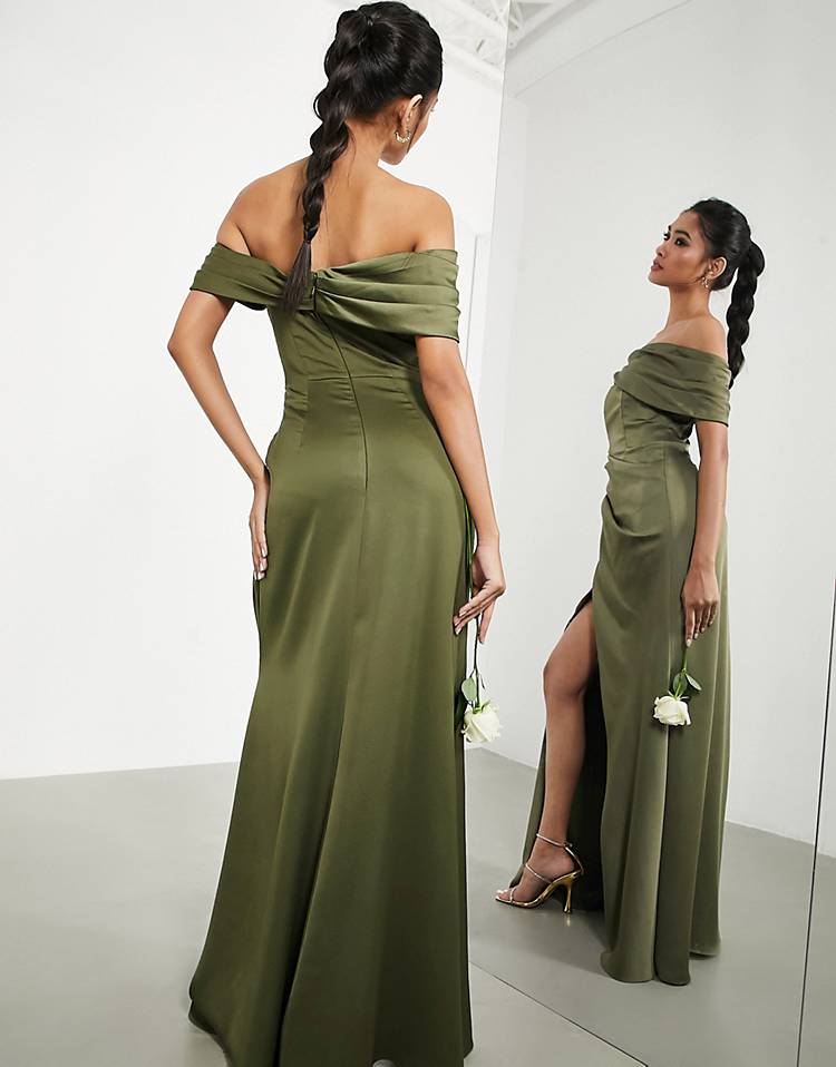 Bridesmaid Satin Wrap Maxi Dress