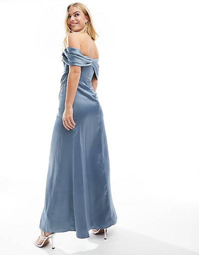Bridesmaid Satin Wrap Maxi Dress