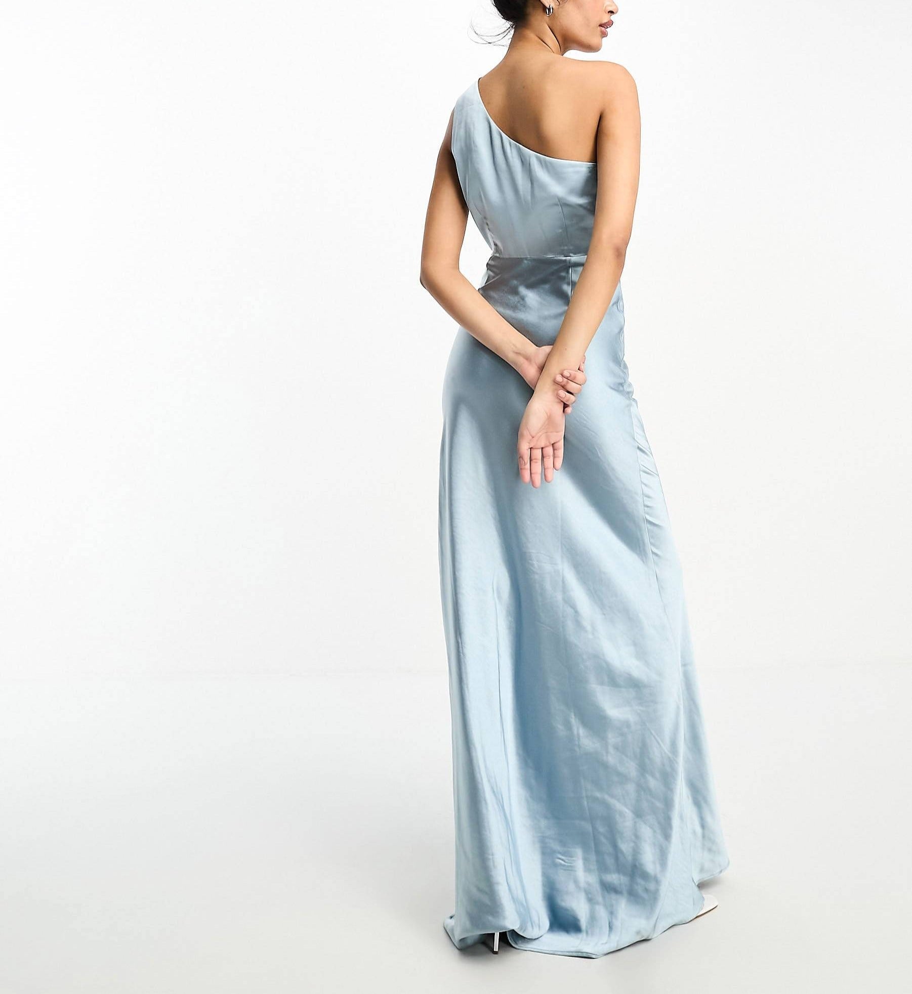 One Shoulder Satin Maxi Bridesmaid Dress