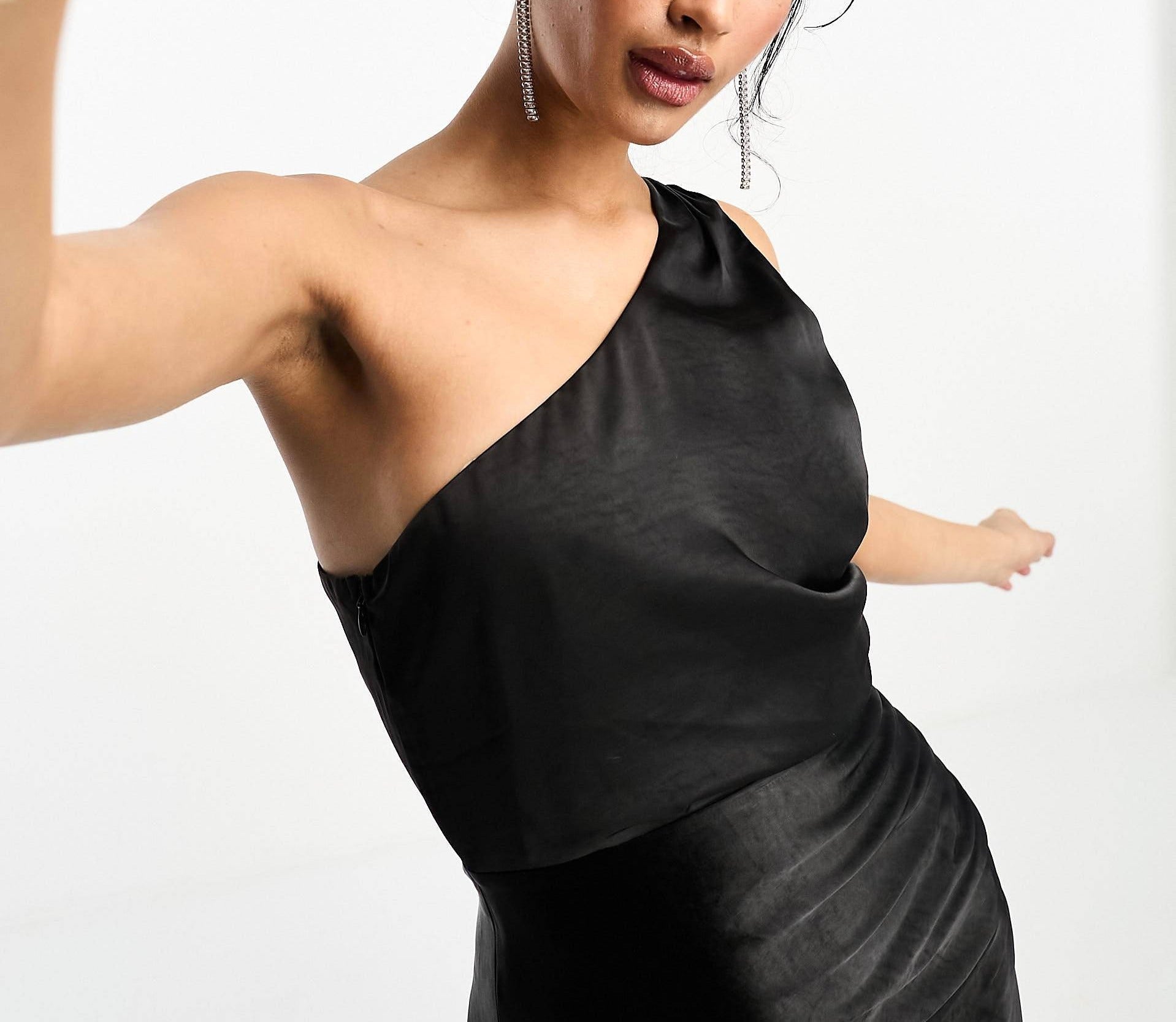 One Shoulder Satin Maxi Bridesmaid Dress