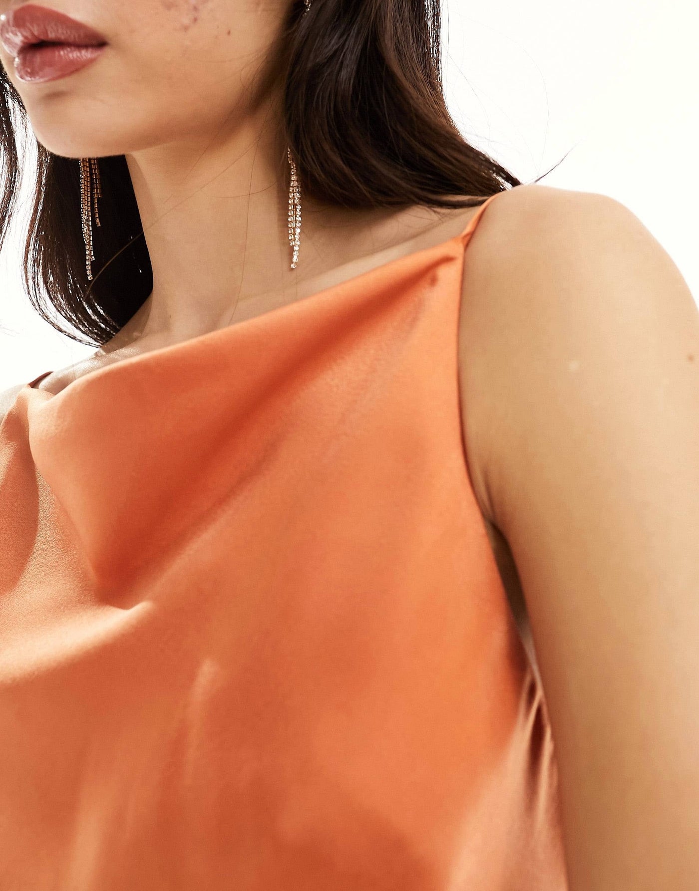 Satin Midi Dress with Cowl Back