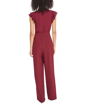Tie-Neck Flutter-Sleeve  Women Jumpsuits