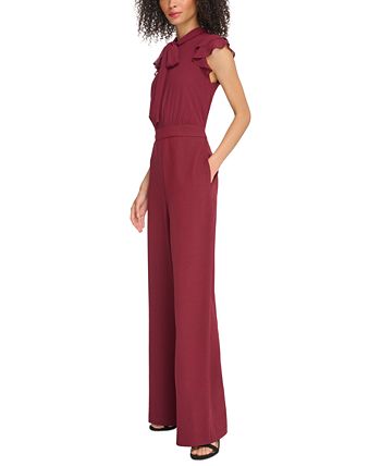 Tie-Neck Flutter-Sleeve  Women Jumpsuits