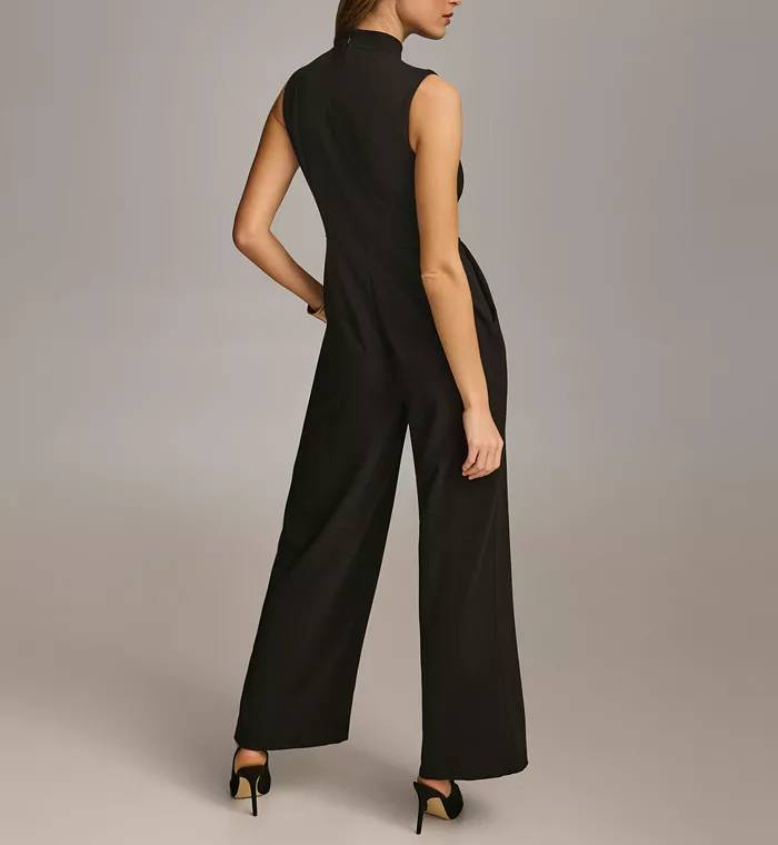 Mock Neck Sleeveless Straight Leg Jumpsuit For Women