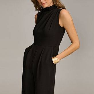 Mock Neck Sleeveless Straight Leg Jumpsuit For Women