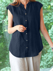 Solid Casual Stand Collar Blouse For Women