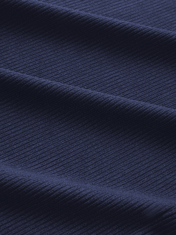 Sleek Ribbed Knit Square Collar Long Sleeve Dress