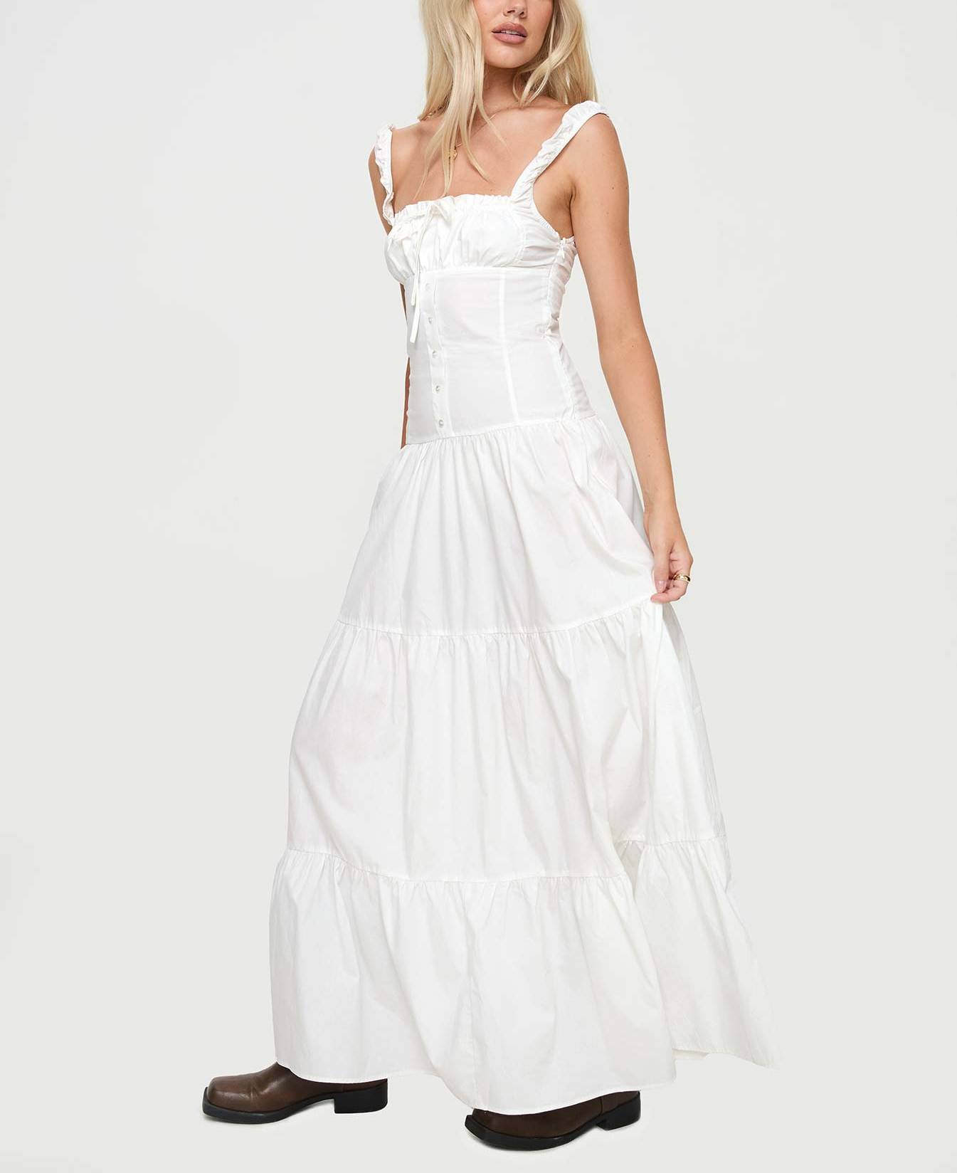 White Maxi Cotton Dress For Women