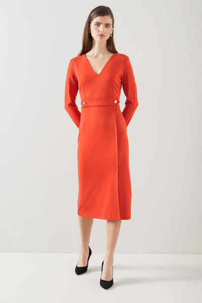 Orange Viscose Blend Women's Dress