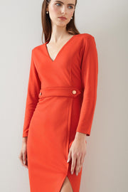 Orange Viscose Blend Women's Dress