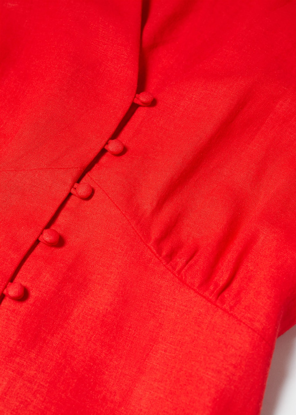 Buttoned Linen Blend Women's Midi Dress