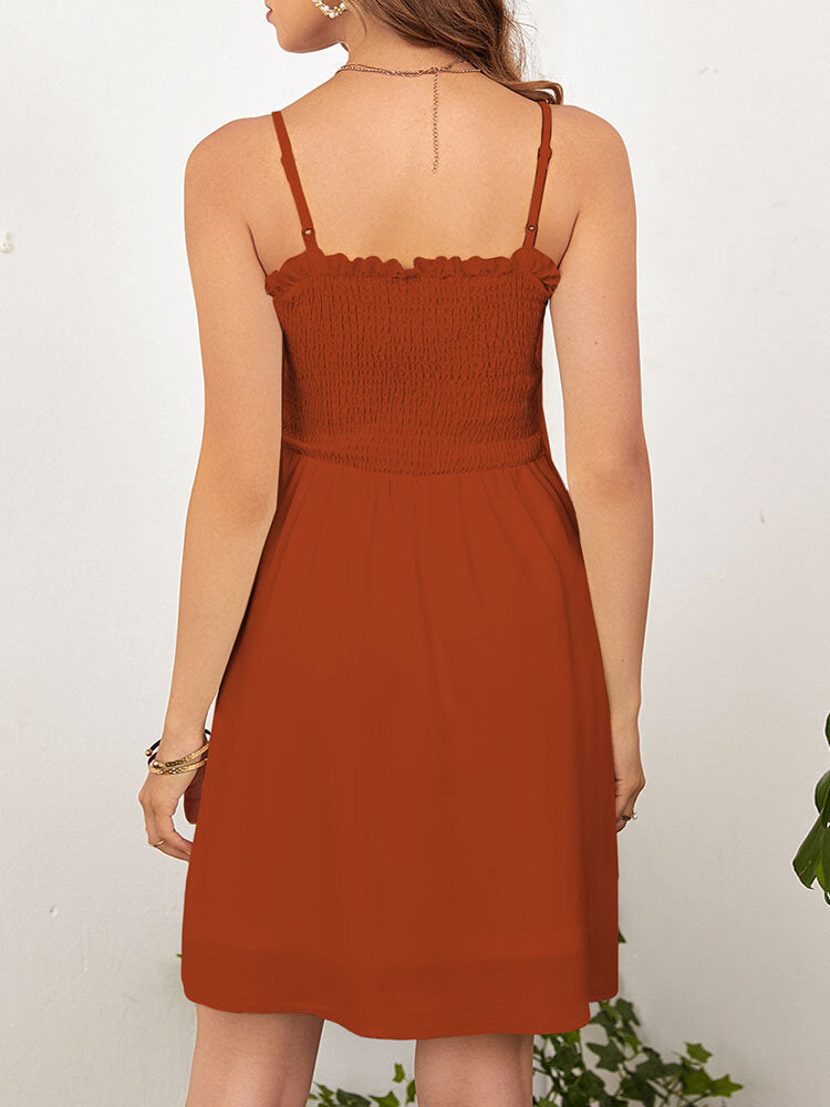 Solid Off Shoulder Button Up Backless Sexy Dress