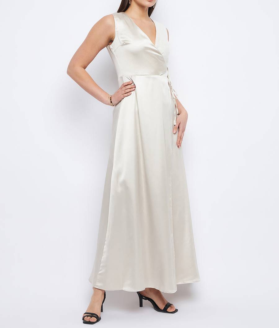 Every Occasian Surplice Neck Off-White Sequin Dress for women