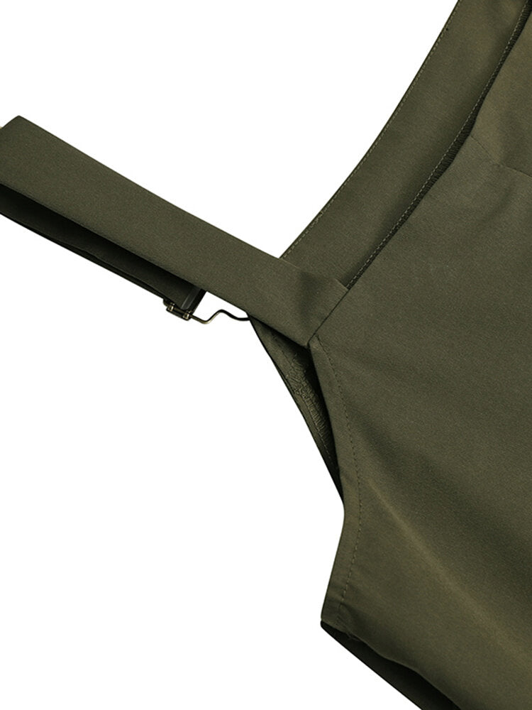 Solid Sleeveless Pocket Casual Dress For Women