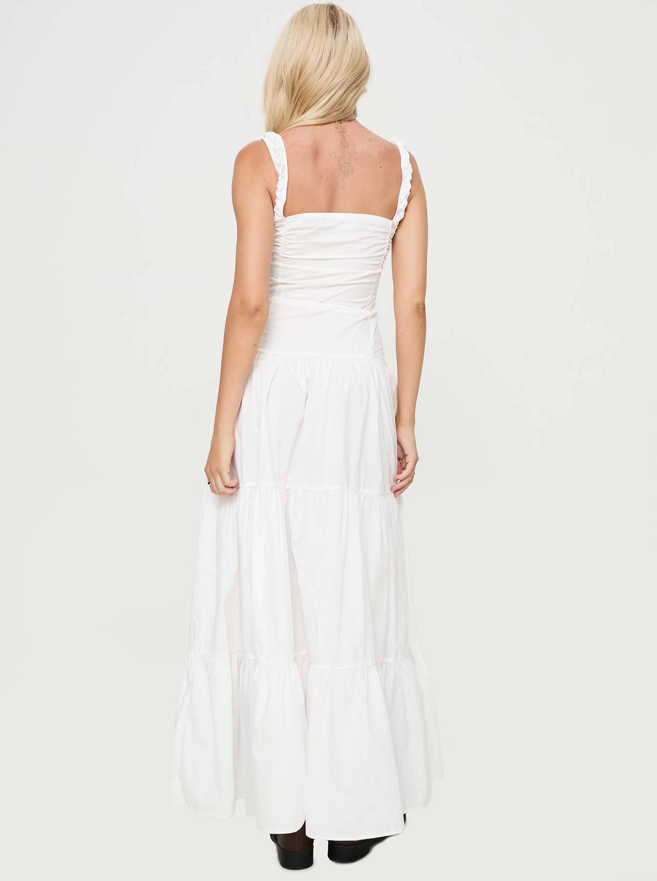 White Maxi Cotton Dress For Women