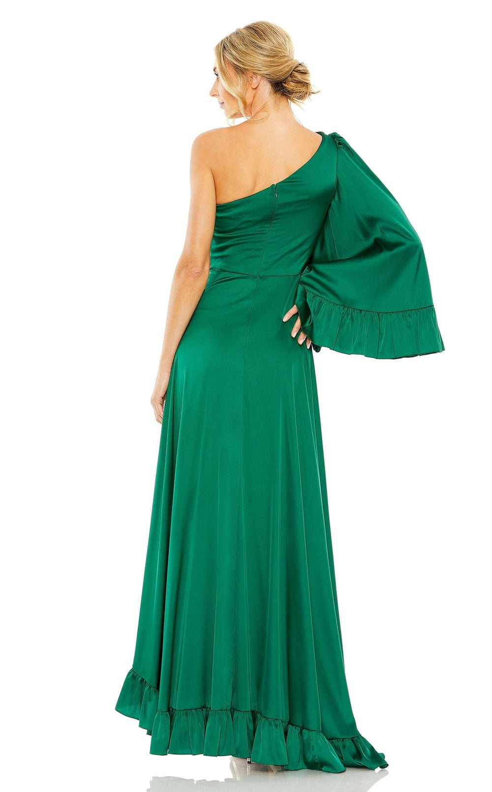 Phenomenal One-shoulder Ruffled Slit Gown