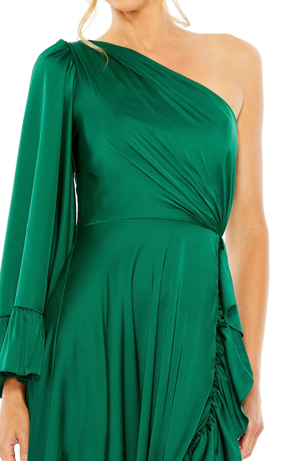 Phenomenal One-shoulder Ruffled Slit Gown