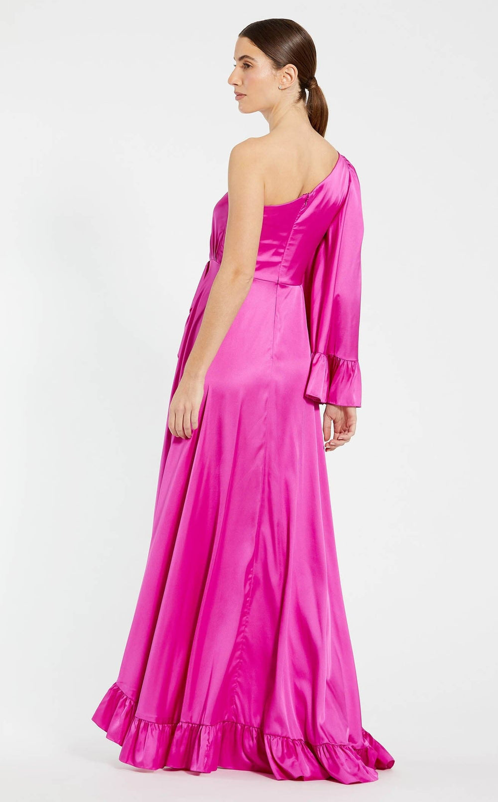Phenomenal One-shoulder Ruffled Slit Gown