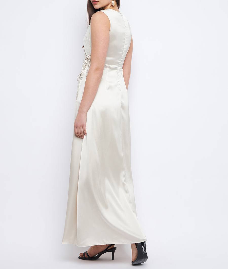 Every Occasian Surplice Neck Off-White Sequin Dress for women