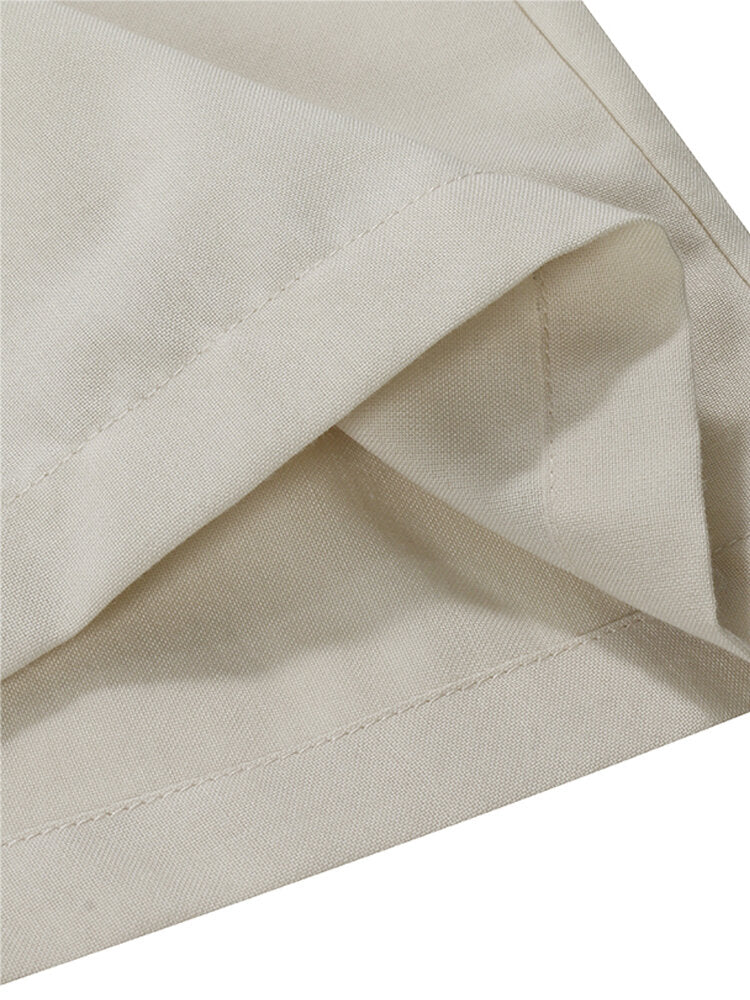 Solid Drawstring High Waist Pocket Wide Leg Pants