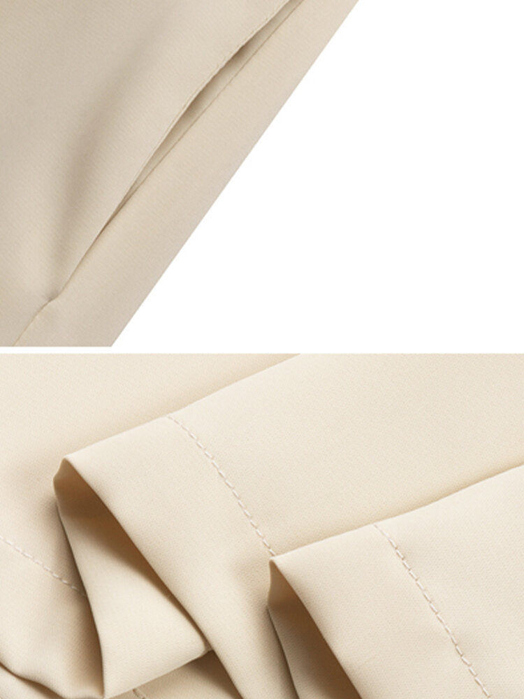 Solid Color Pleated Elastic Waist Casual Loose Wide-Leg Pants for Women