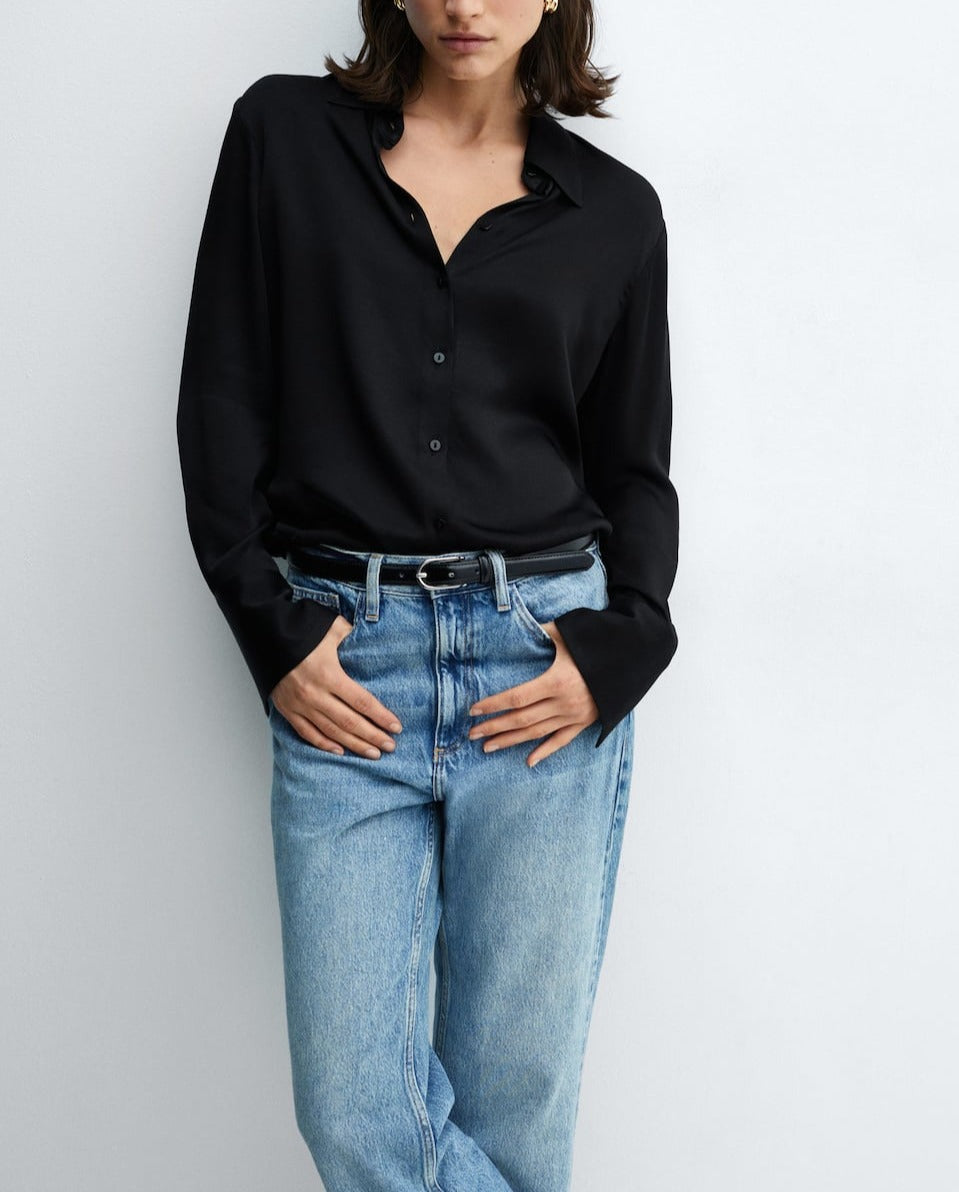 Satin finish flowy shirt For Women