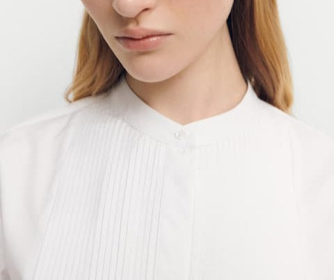White Pleated panel shirt For Women