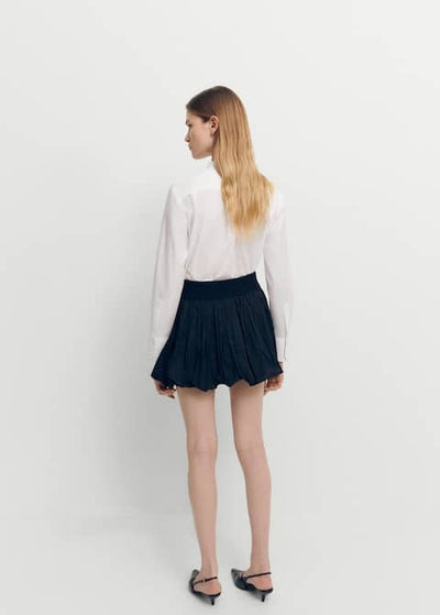 White Pleated panel shirt For Women