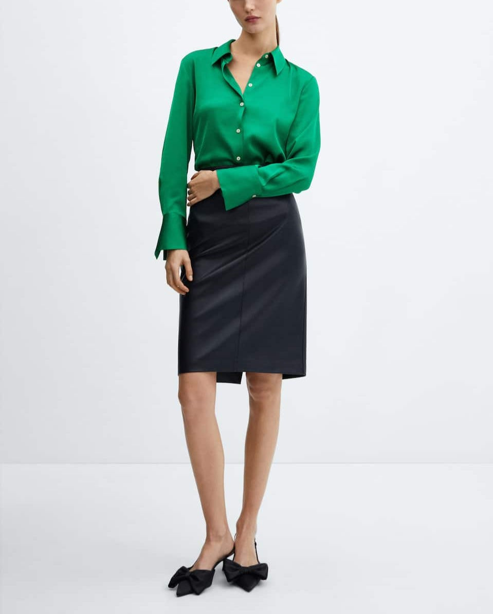 Satin finish flowy shirt For Women