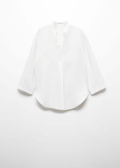 White Pleated panel shirt For Women