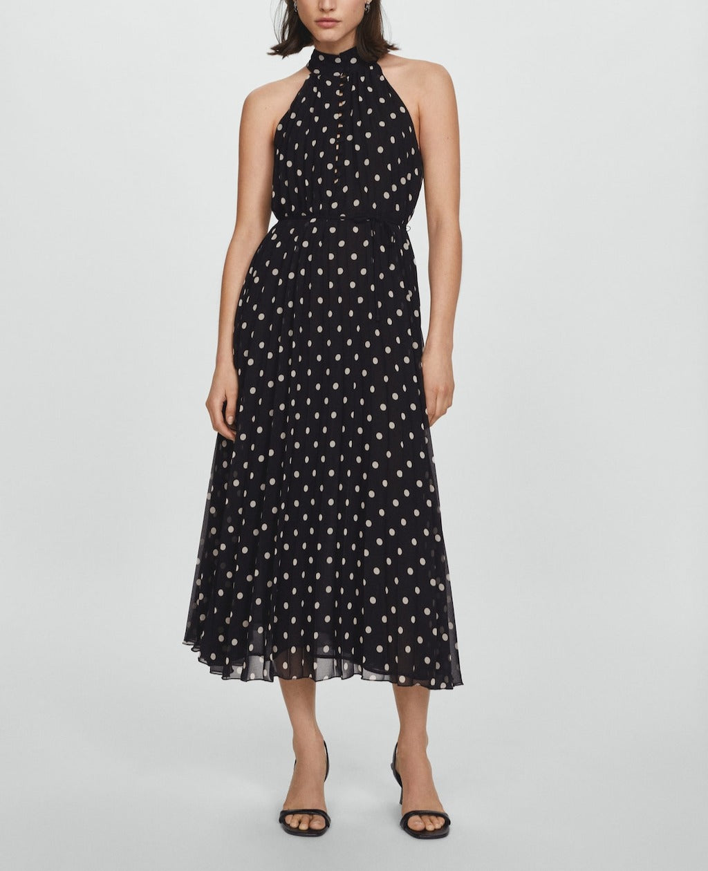 Polka-Dot Pleated Dress For Women