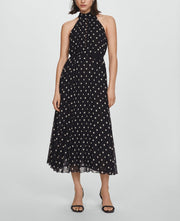 Polka-Dot Pleated Dress For Women