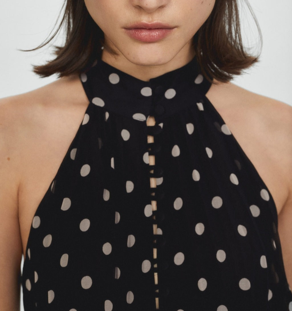 Polka-Dot Pleated Dress For Women