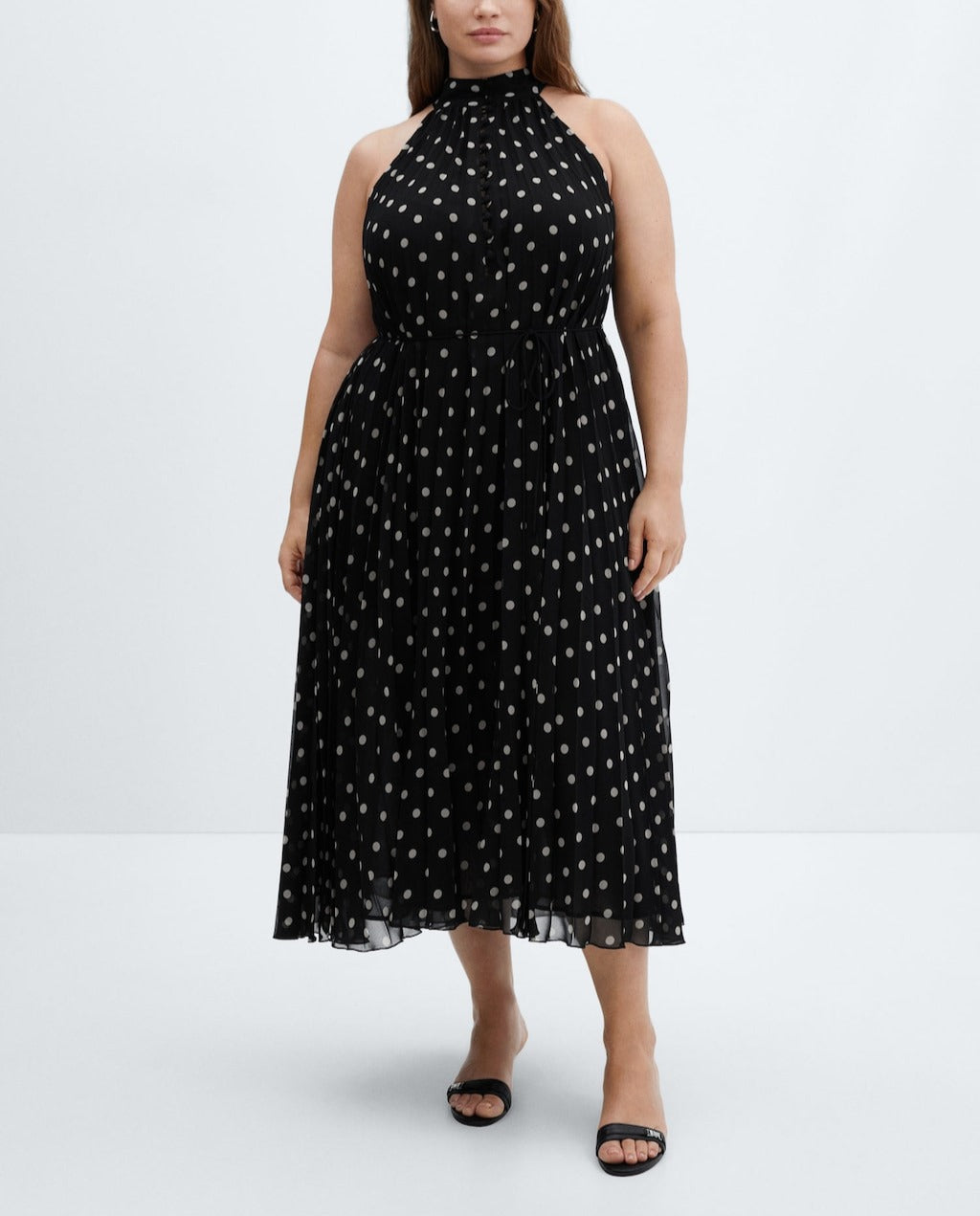 Polka-Dot Pleated Dress For Women