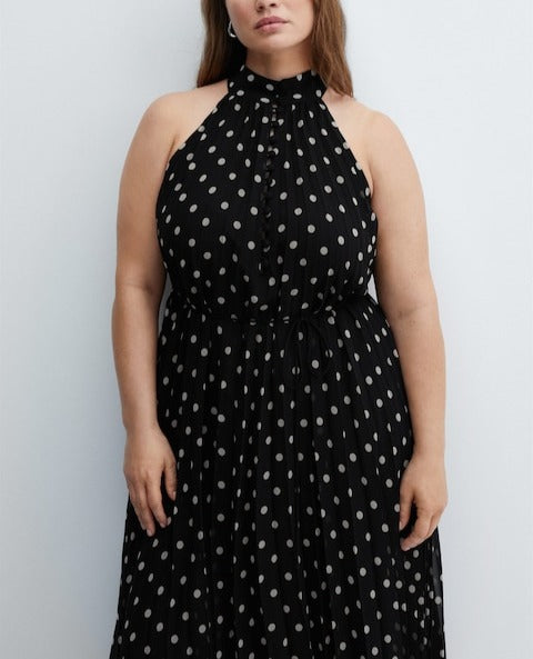 Polka-Dot Pleated Dress For Women