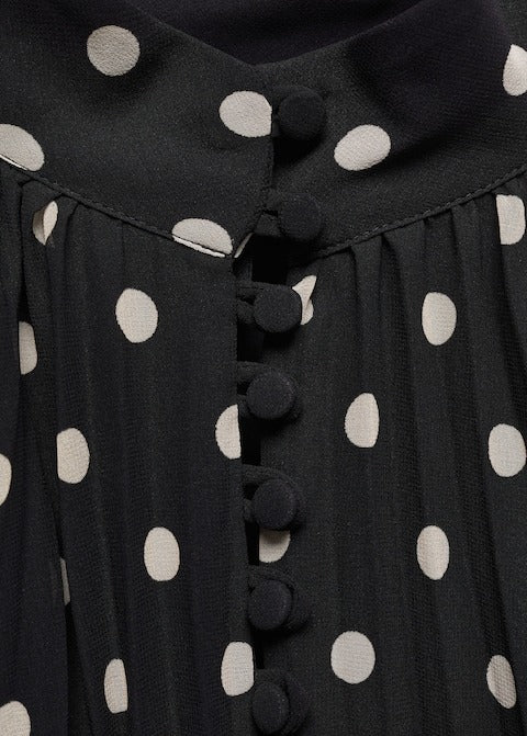 Polka-Dot Pleated Dress For Women