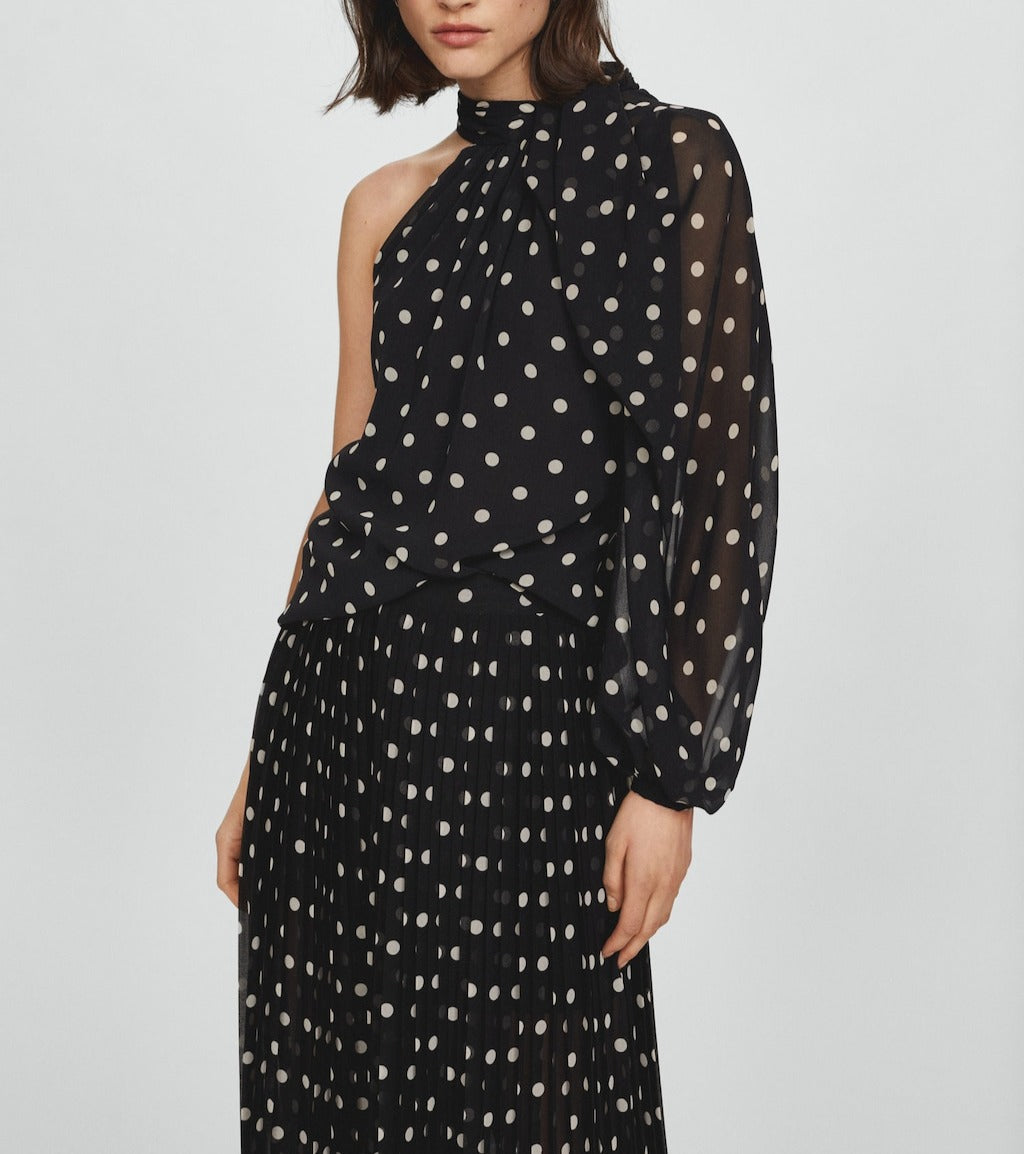 Asymmetrical Polkadot Women Dress