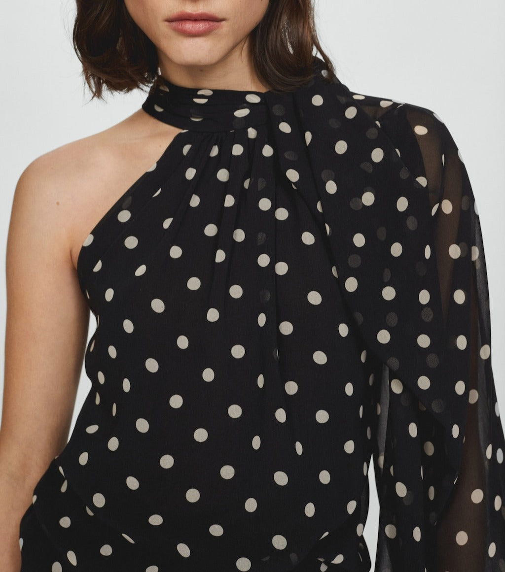 Asymmetrical Polkadot Women Dress