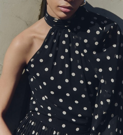 Asymmetrical Polkadot Women Dress