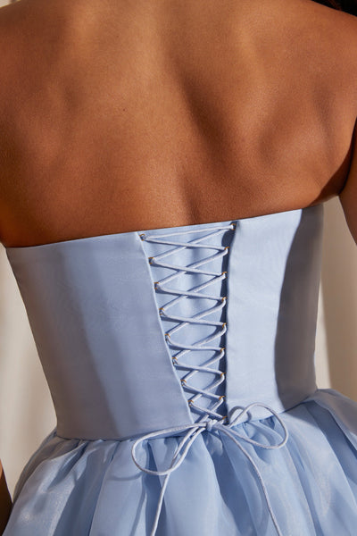 Luxe Strapless Corset Midi Dress with Tulle