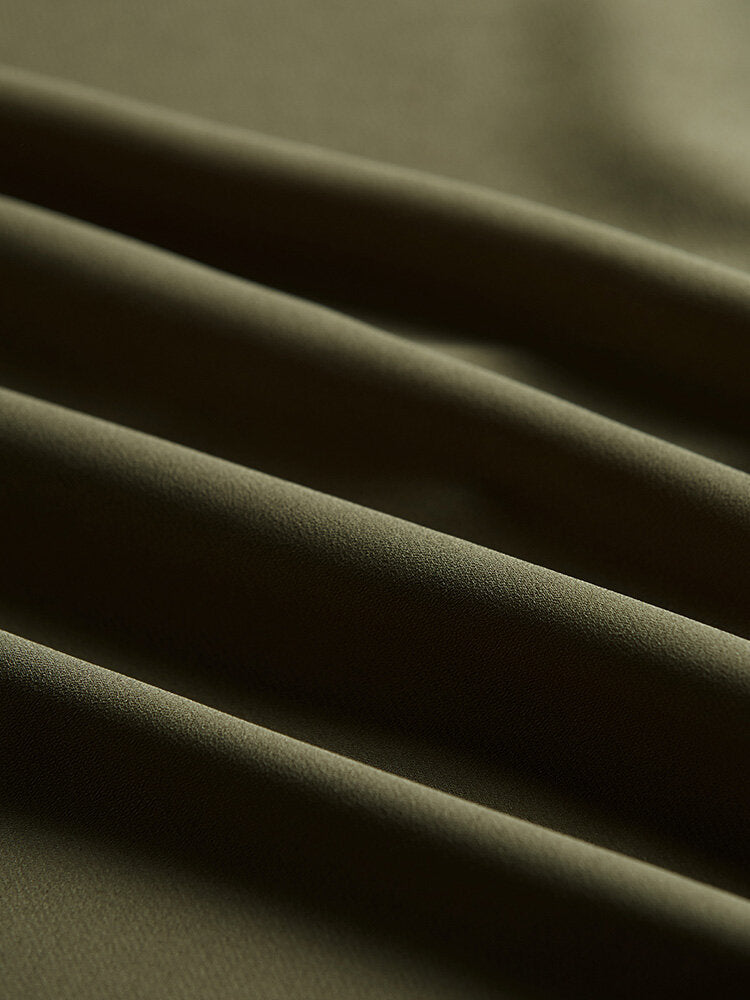 Solid Long Sleeve V-neck Casual Blouse