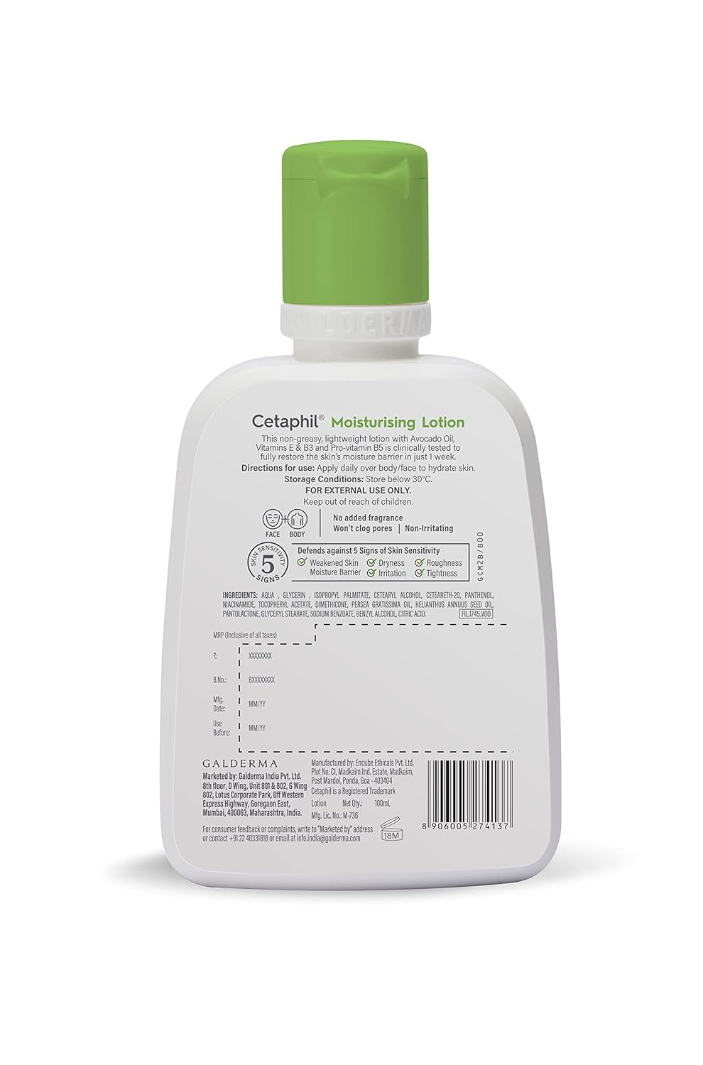 Cetaphil Moisturizing Lotion for Normal to Combination, Sensitive Skin with Niacinamide 100 ml - 2