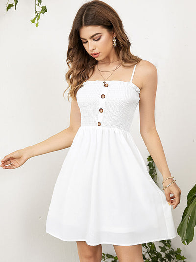 Solid Off Shoulder Button Up Backless Sexy Dress